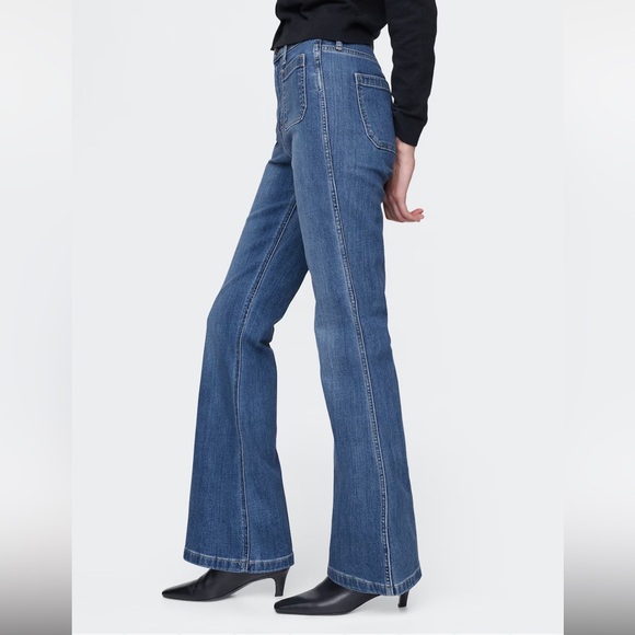 70’s high rise flare jeans, SHORT - Picture 2 of 3